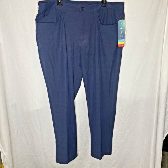 Pro Tour Coolplay Golf Pants Mens 40x30 Navy Blue UPF30 Stretch 5 Pocket NWT - Picture 1 of 8